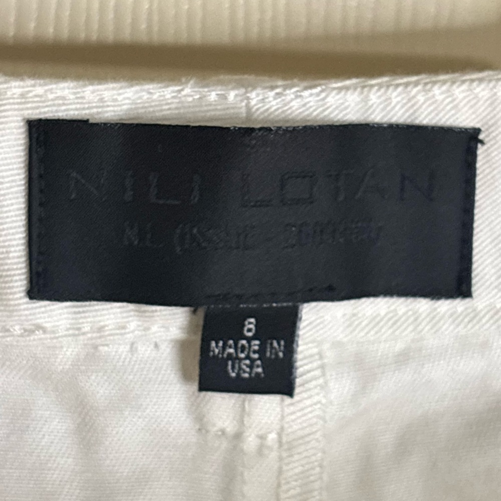 Nili Lotan Classic Summer White Cotton Shorts Tailored Resort Coastal Shorts - Picture 6 of 6